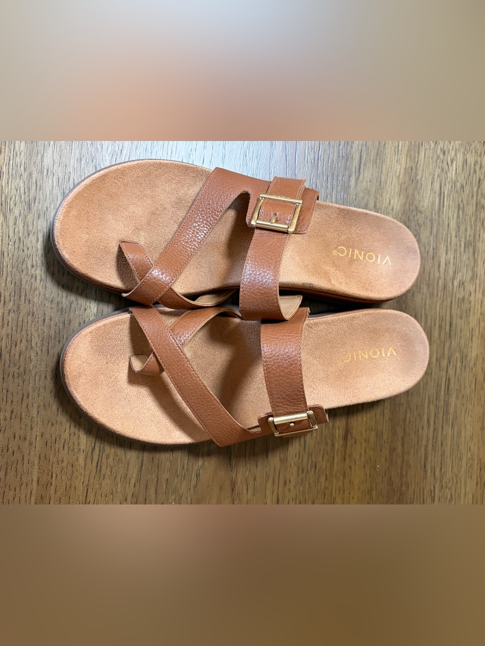 Vionic womens Brown Slide Sandals with Buckle